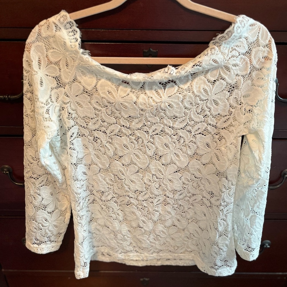White lace off shoulder top